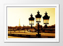 Cuadro enmarcado blanco paisaje ciudad color sepia, torre eiffel, paris