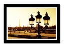 Cuadro enmarcado negro paisaje ciudad color sepia, torre eiffel, paris