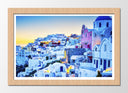 Cuadro enmarcado natural paisaje casas de pueblo, Ciudad de italia, atardecer