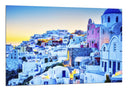 Cuadro paisaje casas de pueblo, Ciudad de italia, atardecer