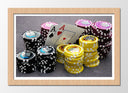 Cuadro enmarcado natural fichas de poker, cartas