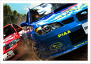Lámina Deporte Competicion Rally Subaru, Coches Rojo y Azul