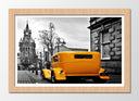 Cuadro enmarcado natural Coche Clasico Amarillo, vintage, ciudad de londres