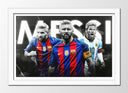 Cuadro enmarcado blanco Futbol, Messi, Barcelona