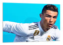 Cuadro cristiano ronaldo, fondo azul, equipacion madrid