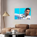 Estancia cristiano ronaldo, fondo azul, equipacion madrid