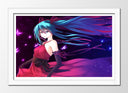 Cuadro enmarcado blanco Imagen anime, mujer con vestido rojo sobre fondo oscuro