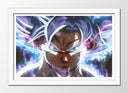 Cuadro enmarcado blanco Son goku, dragon ball, anime, color neon, serie