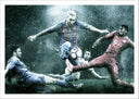 Lámina futbol leo messi , sergio ramos, partido