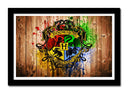 Cuadro enmarcado negro harry potter, escudo, casas