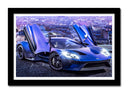 Cuadro enmarcado negro ford Gt40 ,morado,atardecer