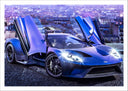 Lámina ford Gt40 ,morado,atardecer