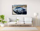 Estancia Ford Shelby GT350,blanco con dos rallas azules