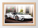 Cuadro enmarcado natural Lamborghini Huracan Performante color blanco