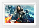 Cuadro enmarcado blanco Juego de Tronos, Jon Nieve, Casa Stak, Hbo, George R. R. Martin