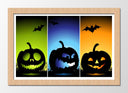 Cuadro enmarcado natural imagen halloween, siluetas de calabaza, colores
