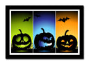 Cuadro enmarcado negro imagen halloween, siluetas de calabaza, colores