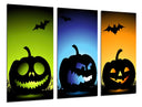 Tríptico imagen halloween, siluetas de calabaza, colores
