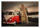 Lámina furgoneta Volkswagen antigua, retro, vintage, atardecer, surf