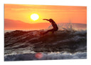 Cuadro surfista cogiendo la ola, atardecer, playa, deporte