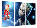 Tríptico marvel, iron man con groot