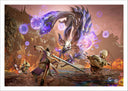 Lámina Videojuego Monster Hunter Rise, Nintendo, Batalla, Dragón