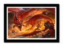 Cuadro enmarcado negro Videojuego Monster Hunter Rise, Nintendo, Dragón, Fuego