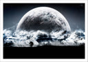 Lámina la luna entre nubes, noche