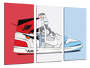 Tríptico zapatilla air force one nike retro, azul, blanco, rojo