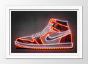 Cuadro enmarcado blanco zapatilla air force one nike retro, neon