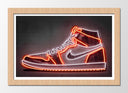 Cuadro enmarcado natural zapatilla air force one nike retro, neon
