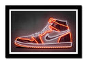 Cuadro enmarcado negro zapatilla air force one nike retro, neon