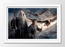 Cuadro enmarcado blanco Gandalf y Pippin El señor de los Anillos