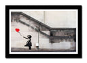 Cuadro enmarcado negro Arte callejero, banksy, niña con globo rojo