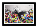 Cuadro enmarcado negro Arte callejero, lona en la pared, banksy