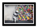 Cuadro enmarcado negro Arte callejero, lona en la pared, banksy