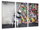 Tríptico Arte callejero, lona en la pared, banksy