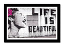 Cuadro enmarcado negro Arte callejero, life is beutifull, banksy