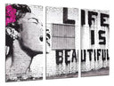 Tríptico Arte callejero, life is beutifull, banksy