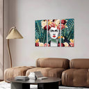 Estancia Frida kahlo, fondo tropical, artista, mujer
