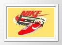 Cuadro enmarcado blanco zapatilla nike clasic cortez, las tiburon, vintage, retro