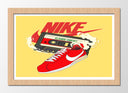 Cuadro enmarcado natural zapatilla nike clasic cortez, las tiburon, vintage, retro