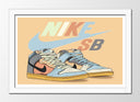 Cuadro enmarcado blanco zapatilla nike SB, retro vintage