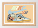 Cuadro enmarcado natural zapatilla nike SB, retro vintage