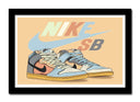 Cuadro enmarcado negro zapatilla nike SB, retro vintage