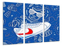 Tríptico zapatilla nike clasic cortez, las tiburon, retro, vintage, azul