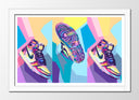 Cuadro enmarcado blanco zapatillas nike SB, multicolor retro, vintage