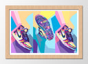 Cuadro enmarcado natural zapatillas nike SB, multicolor retro, vintage
