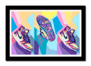 Cuadro enmarcado negro zapatillas nike SB, multicolor retro, vintage