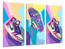 Tríptico zapatillas nike SB, multicolor retro, vintage